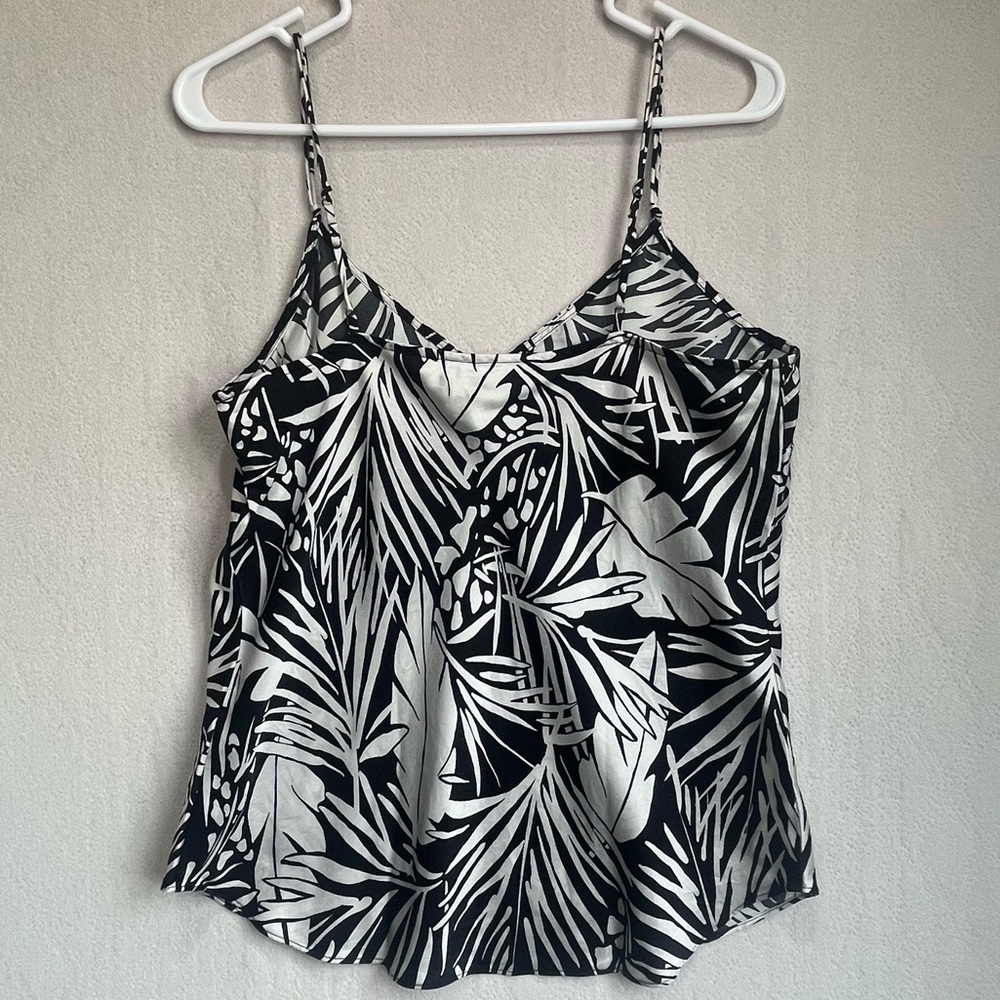 Frame Women's 100% Washable Silk Black Hawaiian Tropical Camisole Cami Top Sz M - Picture 9 of 16